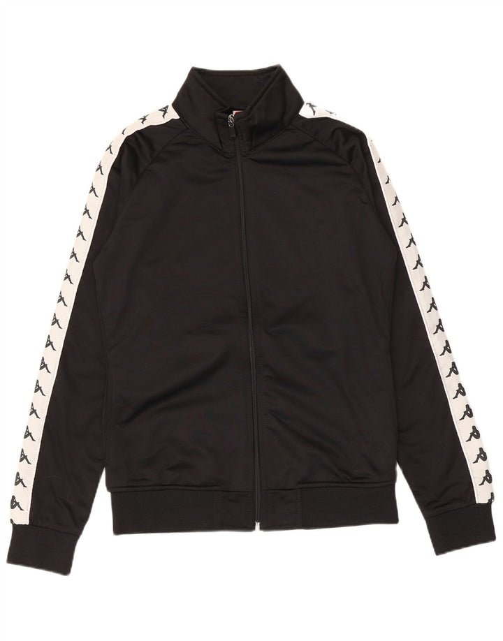 Kappa Womens Graphic Tracksuit Top Jacket UK 16 Large Black Colourblock