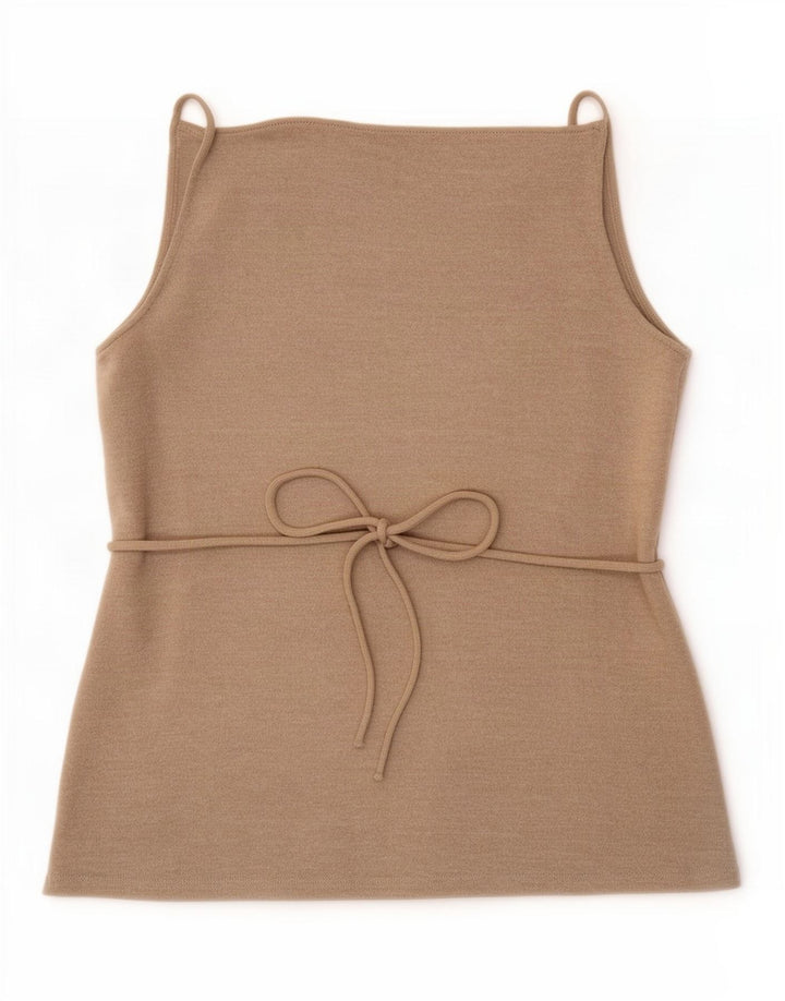 Zara Womens Vest Top UK 12 Medium Beige Cotton