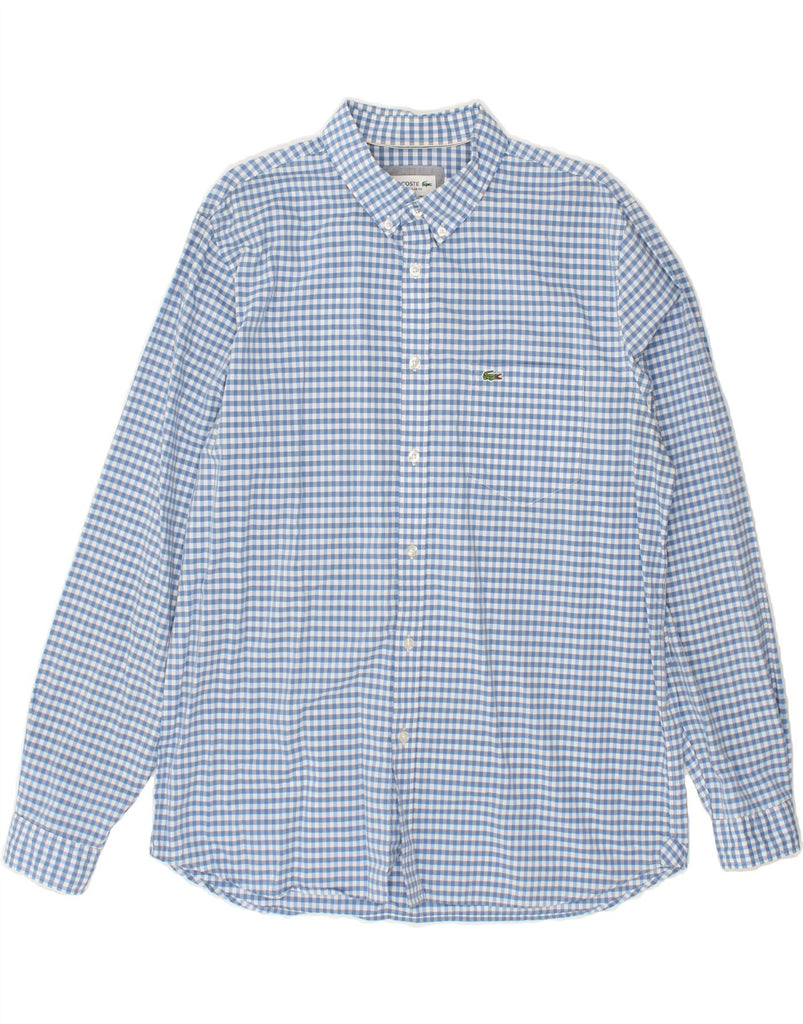 LACOSTE Mens Regular Fit Shirt Size 44 XL Blue Gingham Cotton Vintage Lacoste and Second-Hand Lacoste from Messina Hembry 