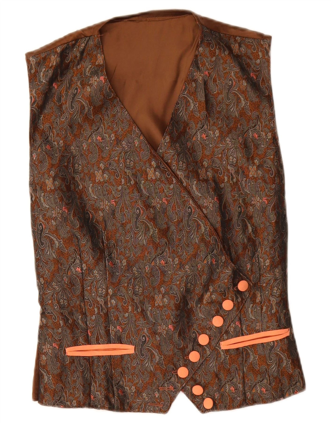Vintage Womens Waistcoat UK 12 Medium Brown Paisley