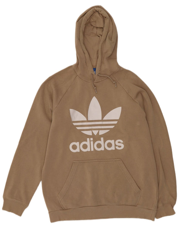 Adidas Mens Graphic Hoodie Jumper Medium Beige Cotton