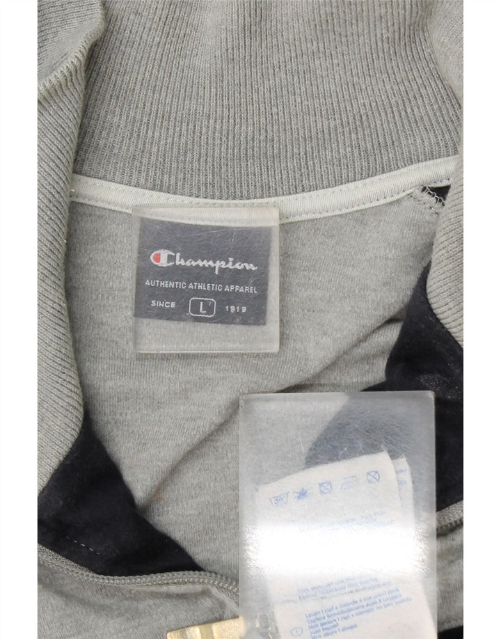 Champion Mens Tracksuit Top Jacket Large Grey Colourblock Cotton
