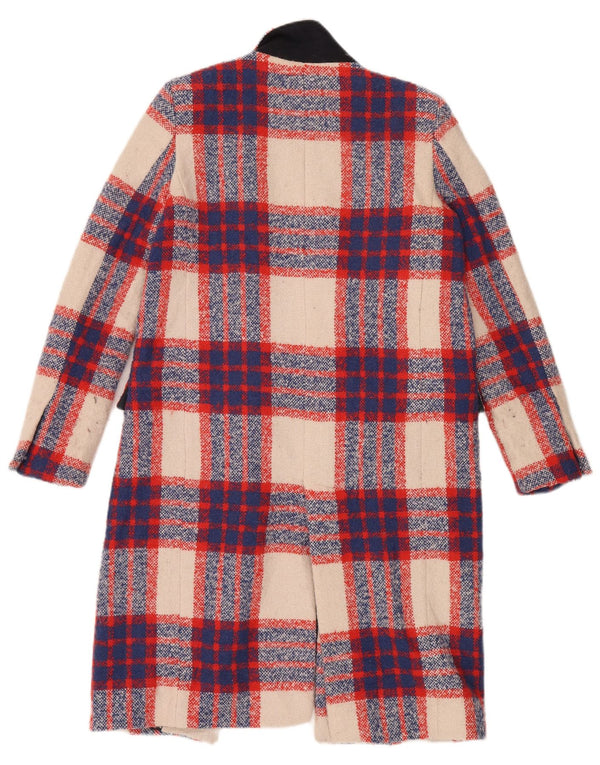 Zara Womens Open Overcoat UK 10 Small Multicoloured Plaid Acrylic