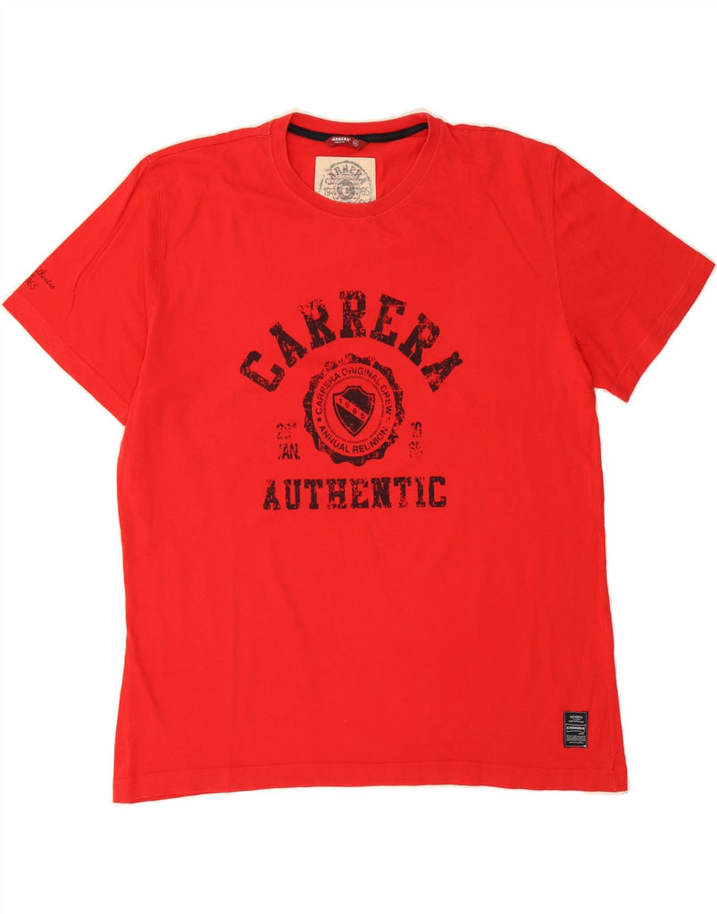 CARRERA Mens Graphic T-Shirt Top 2XL Red Cotton Vintage Carrera and Second-Hand Carrera from Messina Hembry 