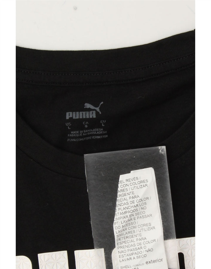 PUMA Mens Graphic T-Shirt Top Large Black Cotton