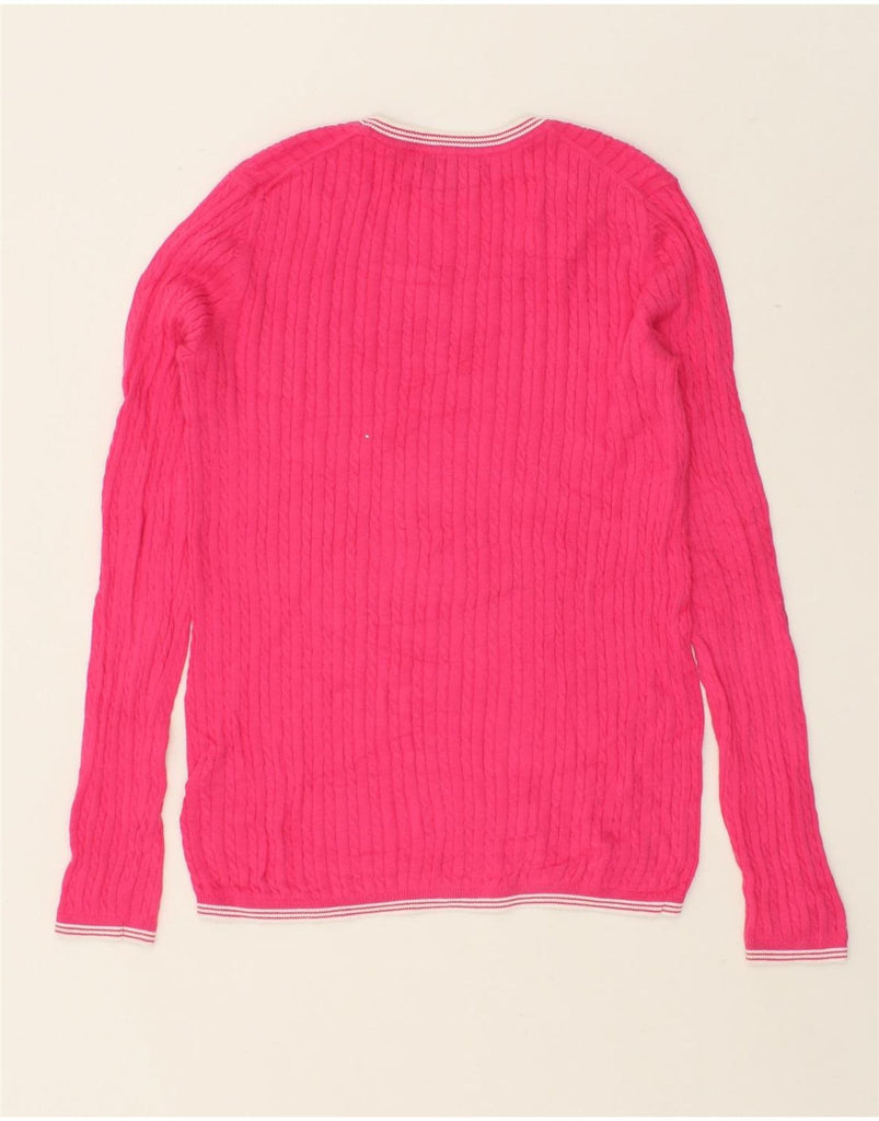 TOMMY HILFIGER Womens Crew Neck Jumper Sweater UK 10 Small Pink Cotton | Vintage Tommy Hilfiger | Thrift | Second-Hand Tommy Hilfiger | Used Clothing | Messina Hembry 