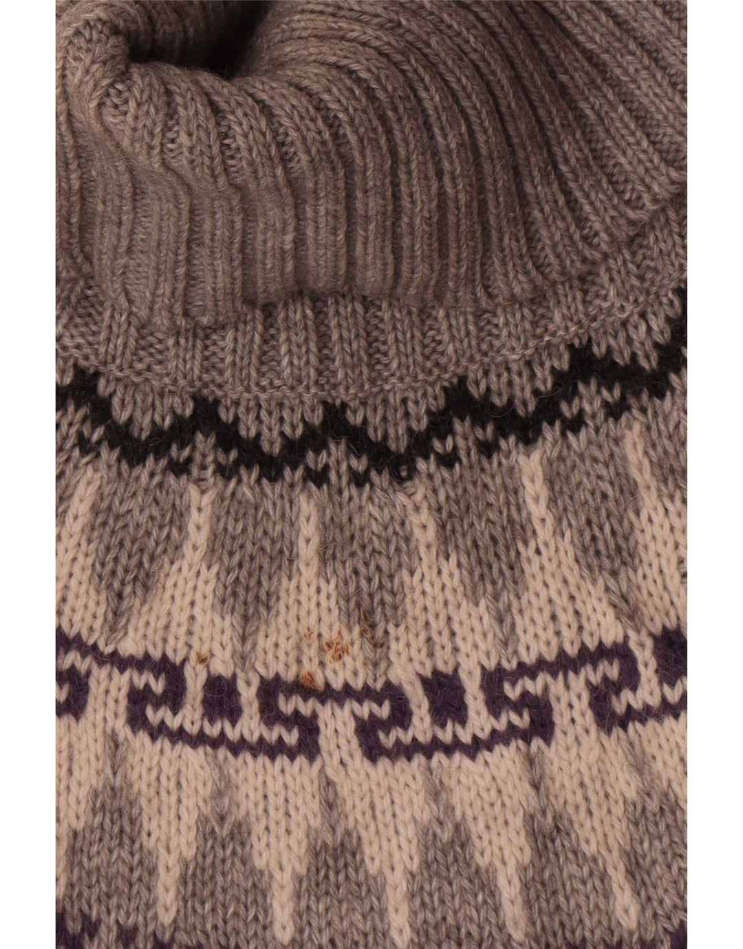 Marks & Spencer Womens Roll Neck Jumper Sweater UK 12 Medium Grey Fair Isle