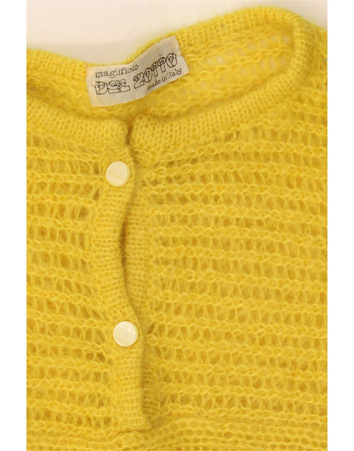 Vintage Womens Button Neck Jumper Sweater UK 18 XL Yellow