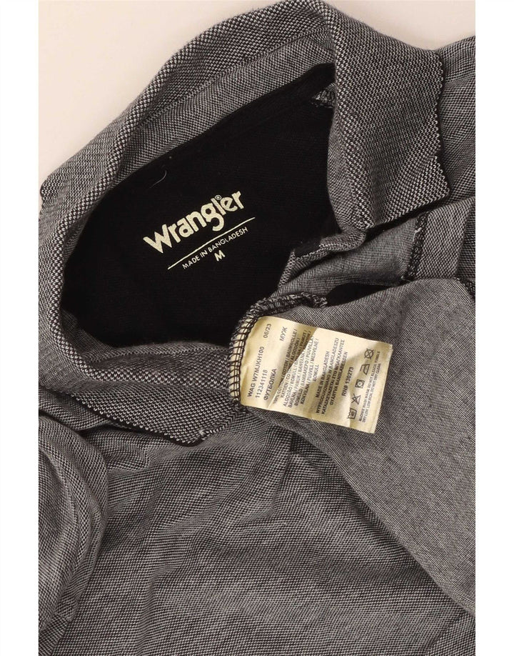 Wrangler Mens Long Sleeve Polo Shirt Medium Grey Cotton