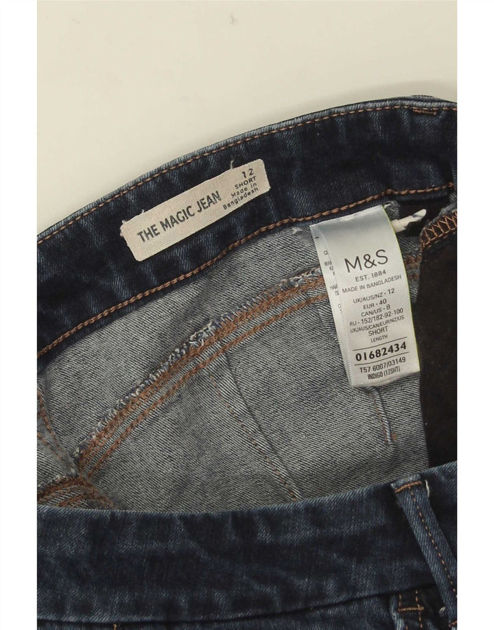 Marks & Spencer Womens Flared Jeans UK 12 Medium W28 L27 Navy Blue Cotton