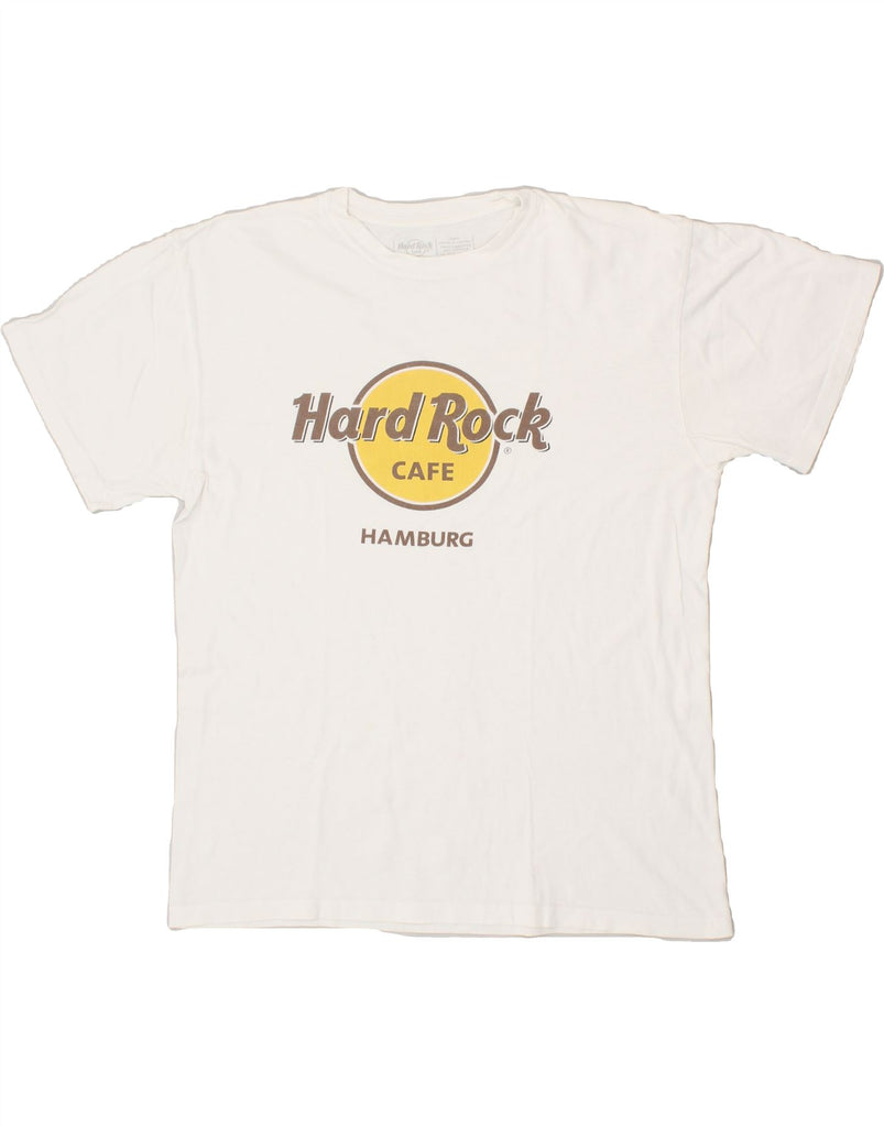 HARD ROCK CAFE Mens Hamburg Graphic T-Shirt Top Large White Cotton | Vintage Hard Rock Cafe | Thrift | Second-Hand Hard Rock Cafe | Used Clothing | Messina Hembry 