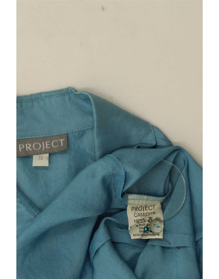 Project Womens Sleeveless Shirt Blouse UK 10 Small Blue Silk