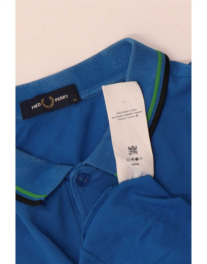 Fred Perry Mens Polo Shirt XL Blue Striped Cotton