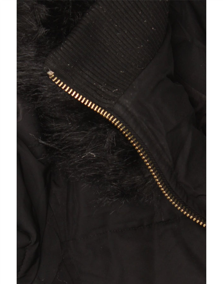 Laura Ashley Womens Hooded Padded Coat UK 12 Medium Black Polyester