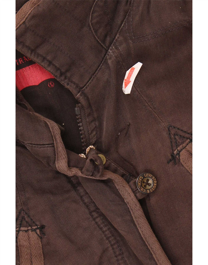 Levi's Womens Windbreaker Jacket UK 10 Small Brown Herringbone