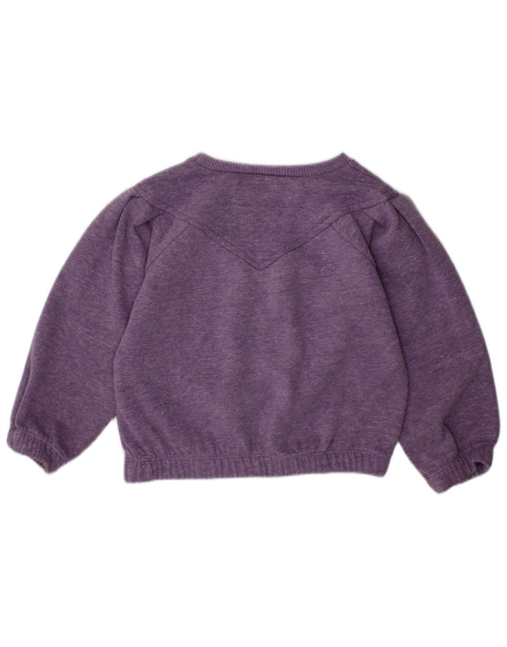Benetton Girls Sweatshirt Jumper 2-3 Years Purple Flecked Polyester