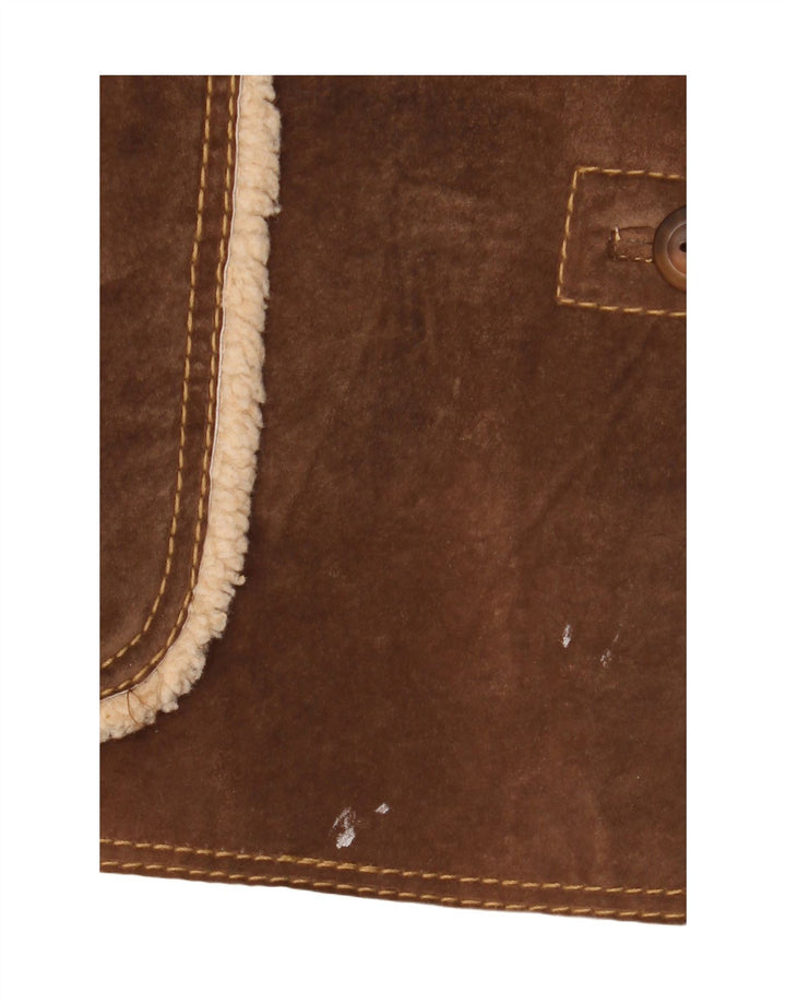 Conbipel Womens Shearling Jacket IT 48 XL Brown Leather