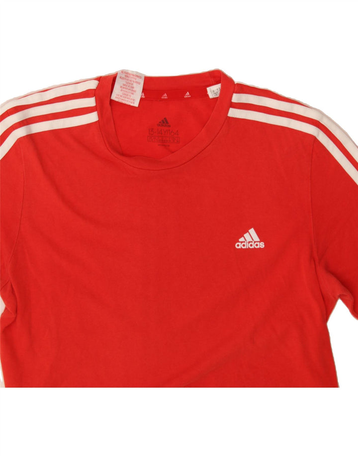 ADIDAS Boys T-Shirt Top 13-14 Years Red Cotton Vintage Adidas and Second-Hand Adidas from Messina Hembry 