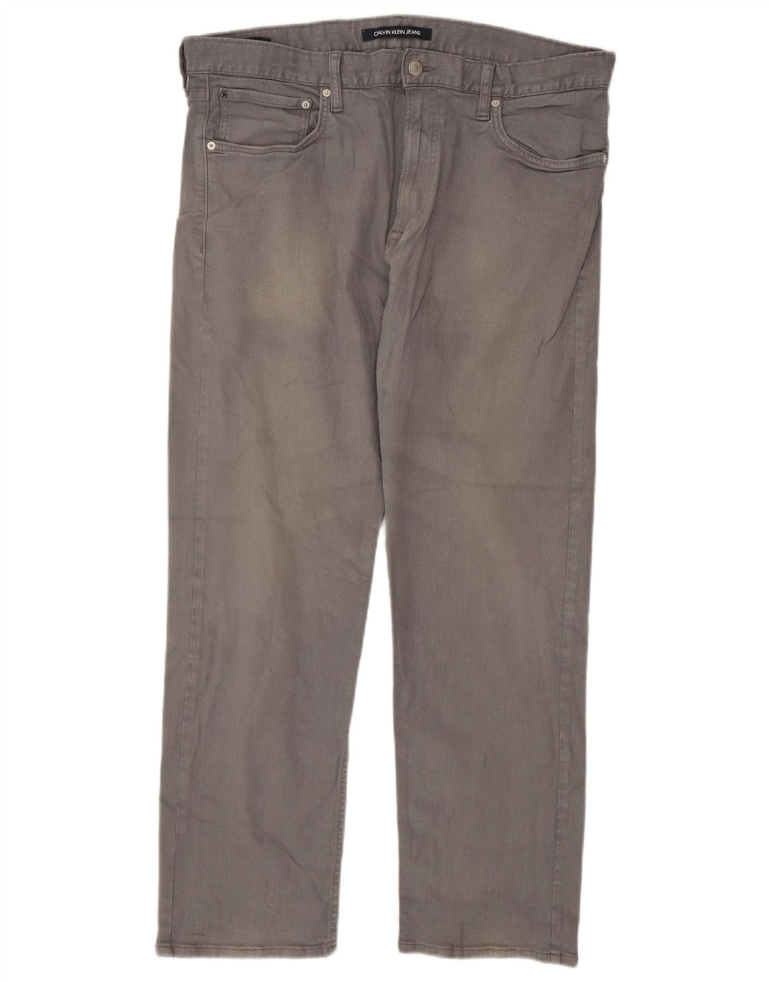 CALVIN KLEIN Mens Straight Jeans W36 L30 Grey Cotton