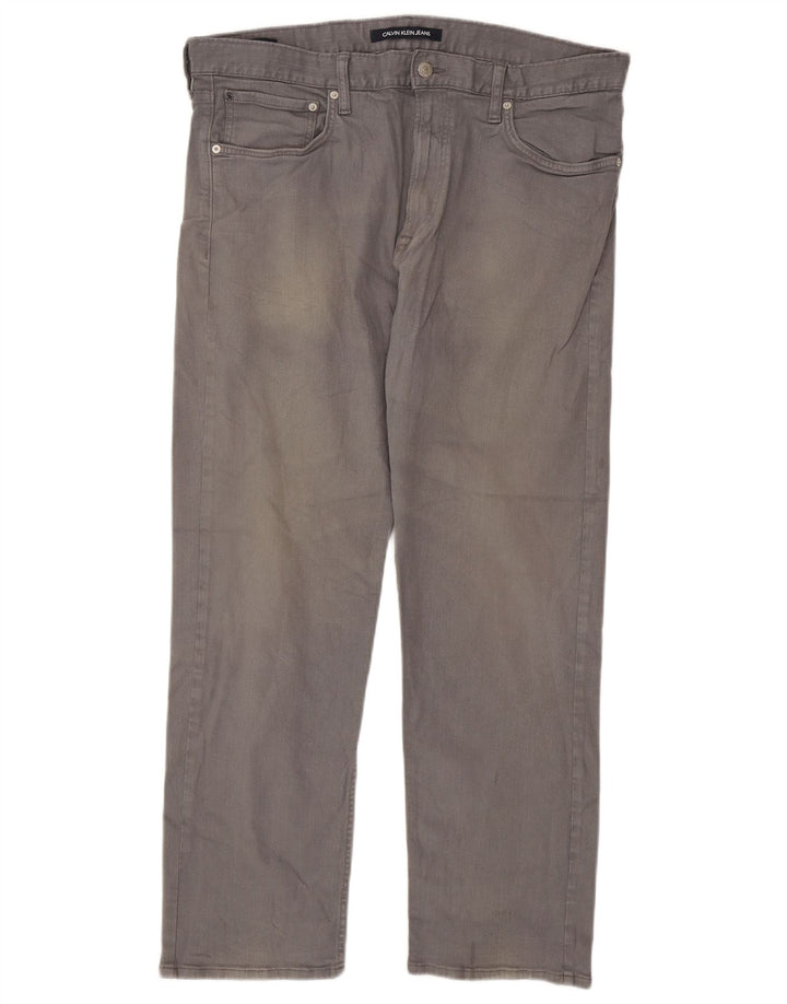 CALVIN KLEIN Mens Straight Jeans W36 L30 Grey Cotton