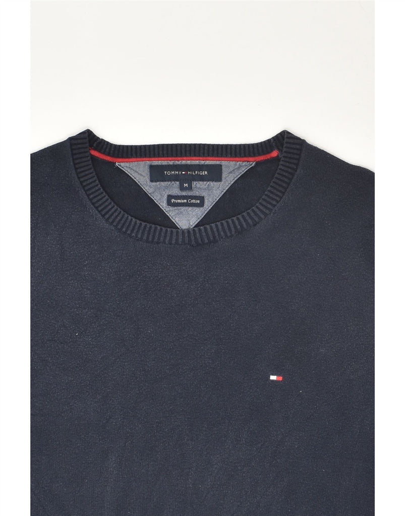 TOMMY HILFIGER Mens Boat Neck Jumper Sweater Medium Navy Blue Cotton | Vintage Tommy Hilfiger | Thrift | Second-Hand Tommy Hilfiger | Used Clothing | Messina Hembry 