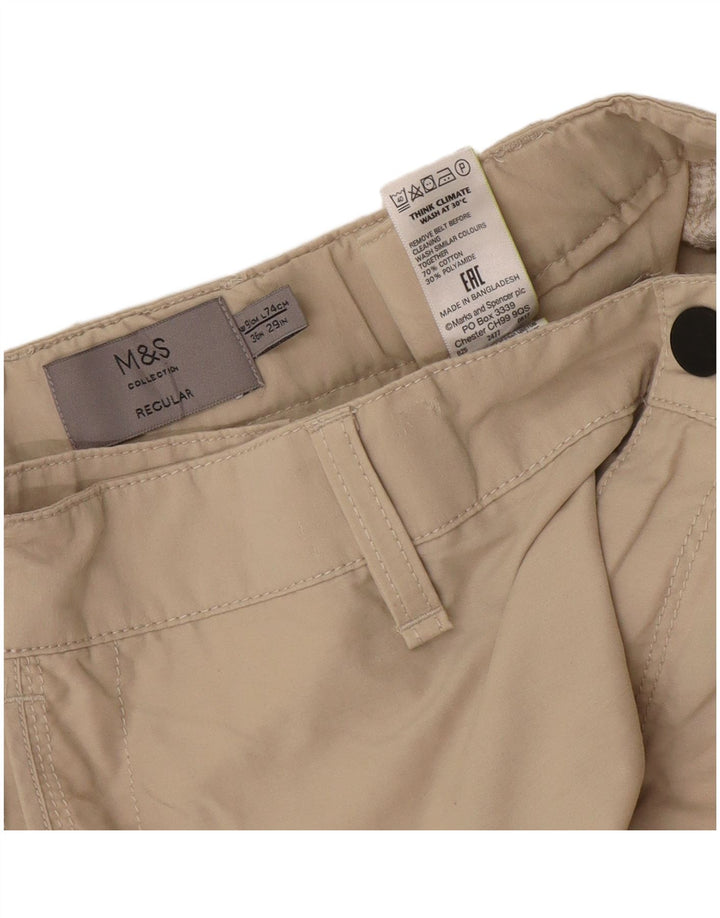 Marks & Spencer Mens Straight Cargo Trousers W36 L29 Beige Cotton