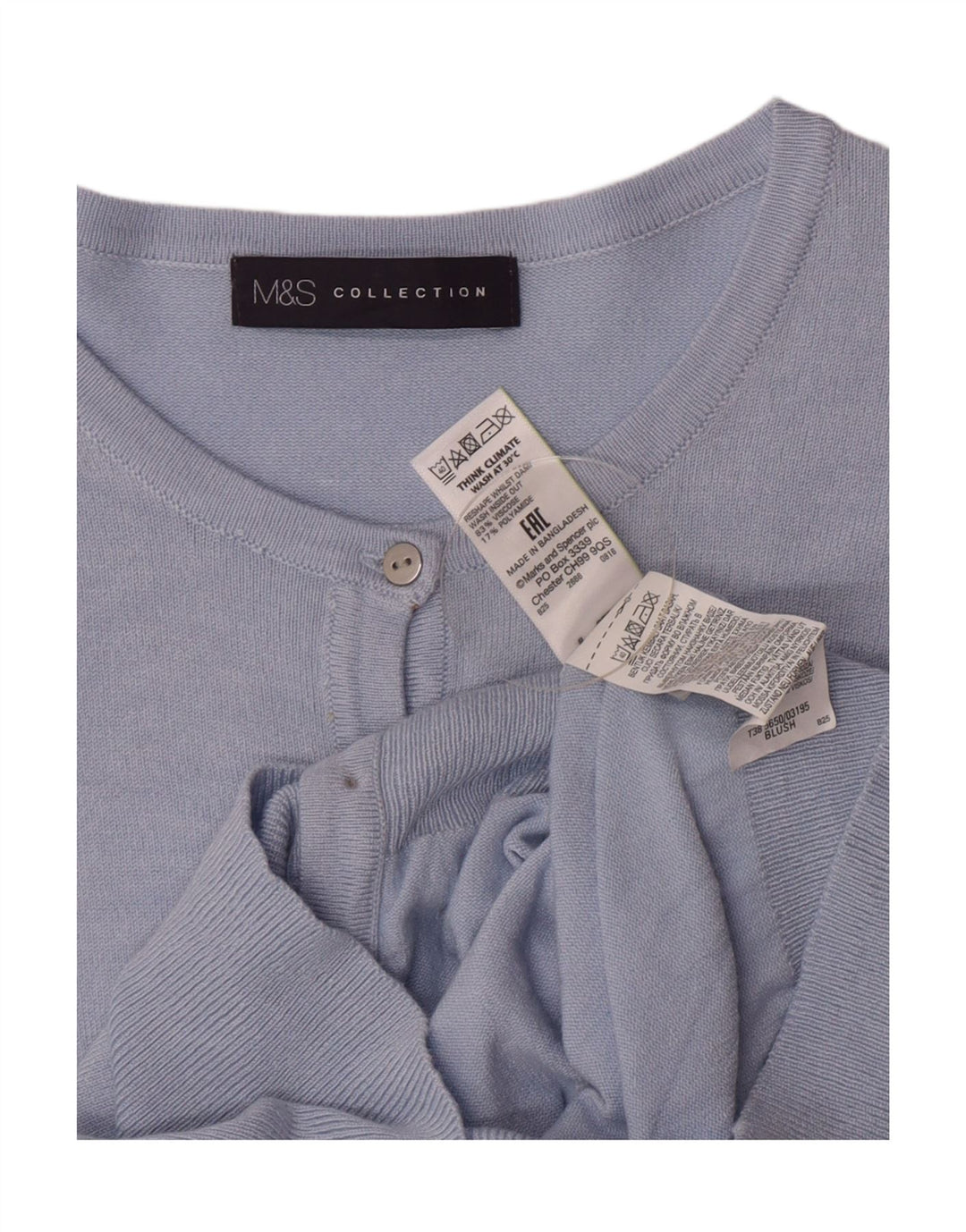 Marks & Spencer Womens Cardigan Sweater UK 14 Medium Blue Viscose