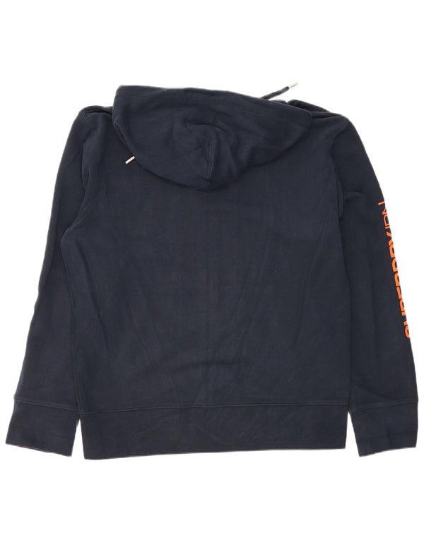 Superdry Mens Graphic Zip Hoodie Sweater Large Navy Blue Cotton
