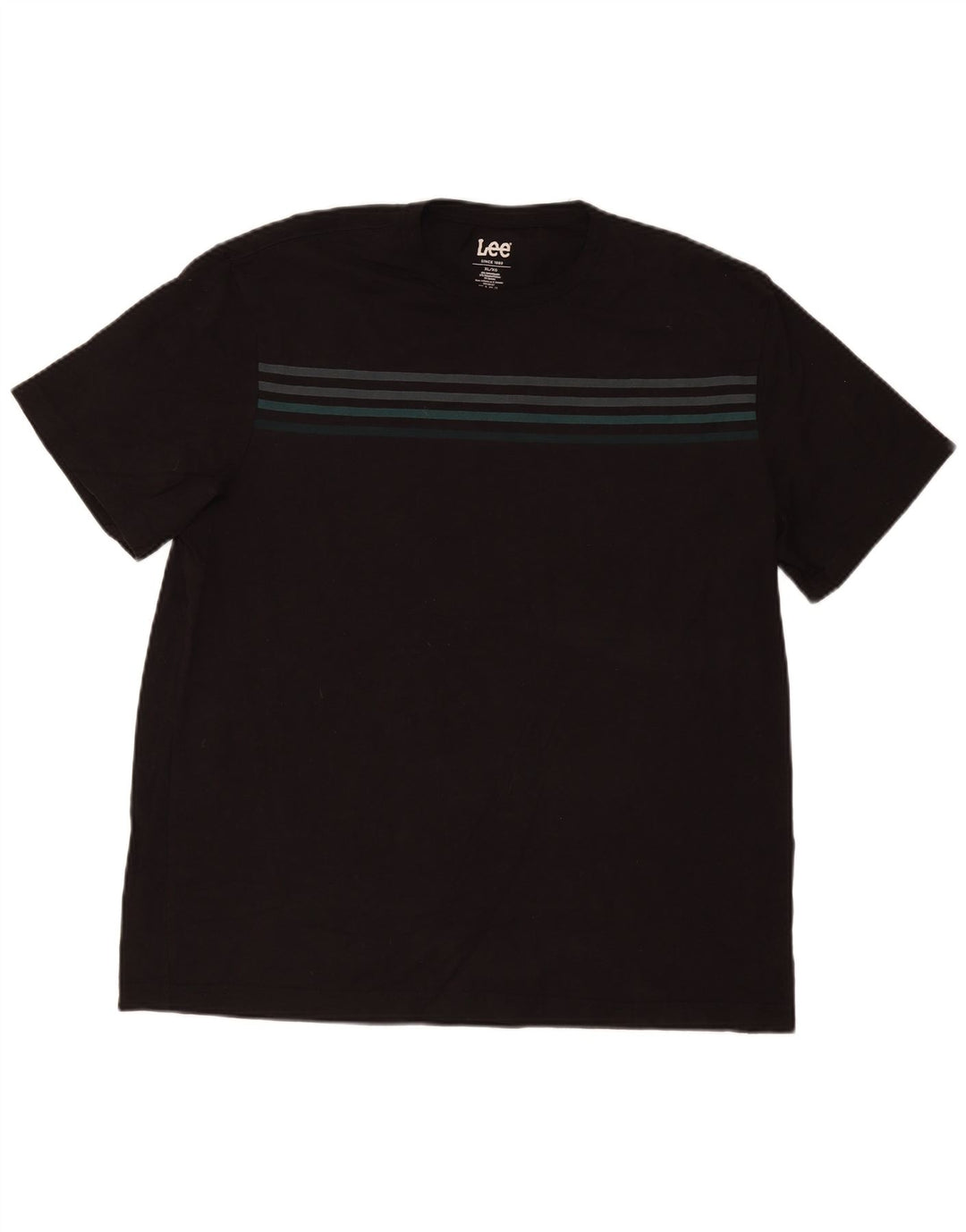 Lee Mens T-Shirt Top XL Black Striped Cotton