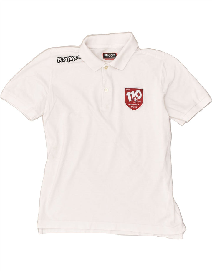KAPPA Boys Ventimiglia Calcio Polo Shirt 13-14 Years White Cotton | Vintage Kappa | Thrift | Second-Hand Kappa | Used Clothing | Messina Hembry 