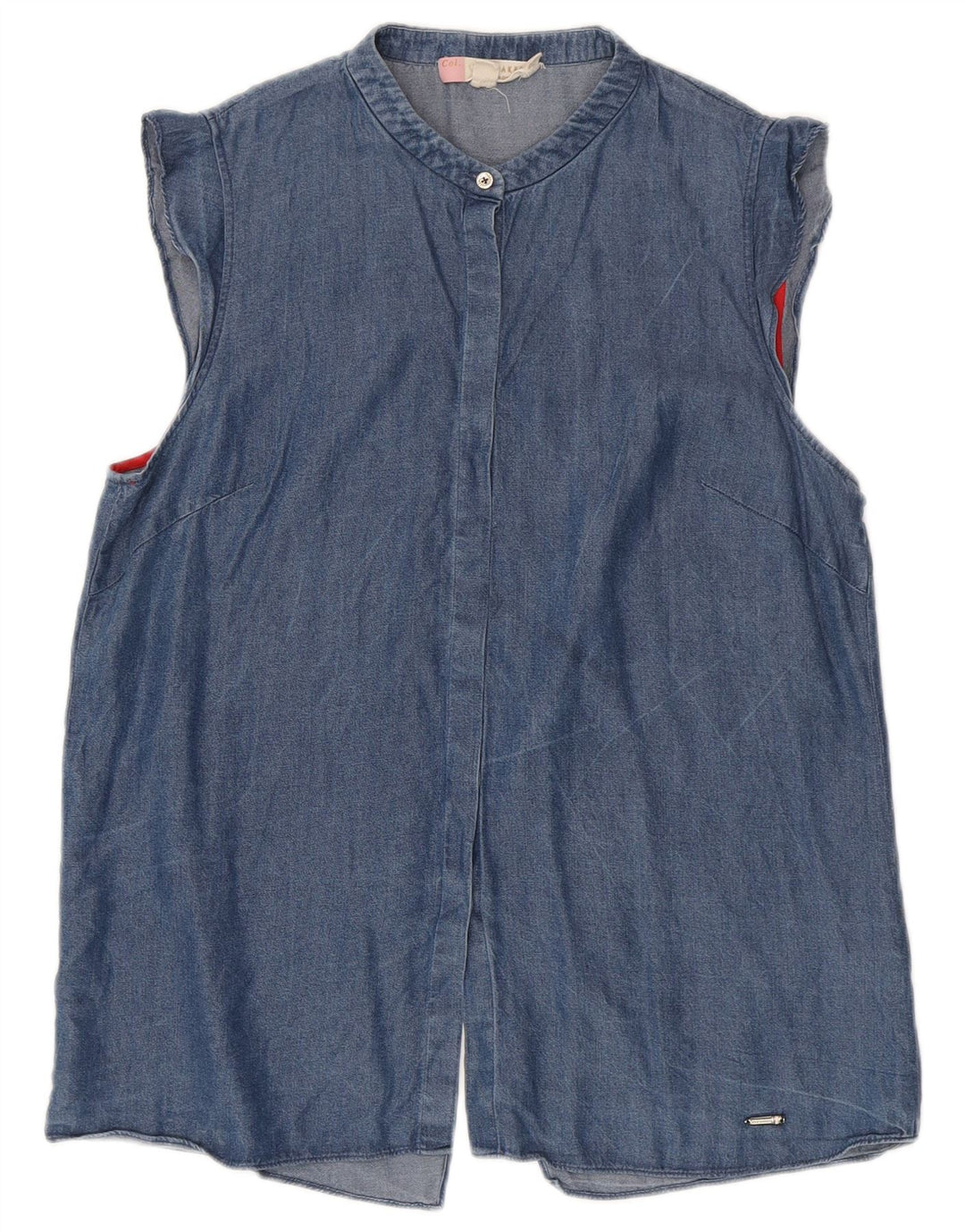 Ted Baker Womens Loose Fit Sleeveless Denim Shirt Size 2 Small Blue Lyocell