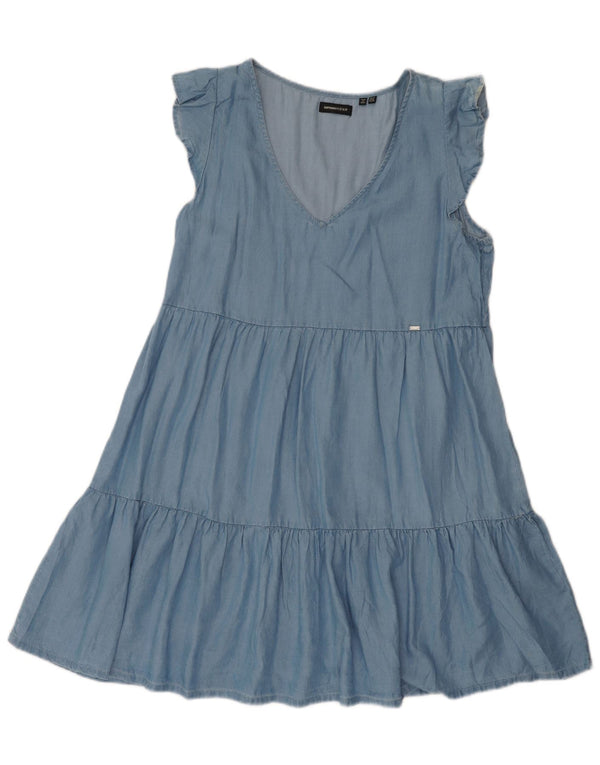 Superdry Womens A-Line Dress UK 12 Medium Blue Lyocell