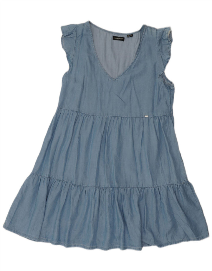 Superdry Womens A-Line Dress UK 12 Medium Blue Lyocell