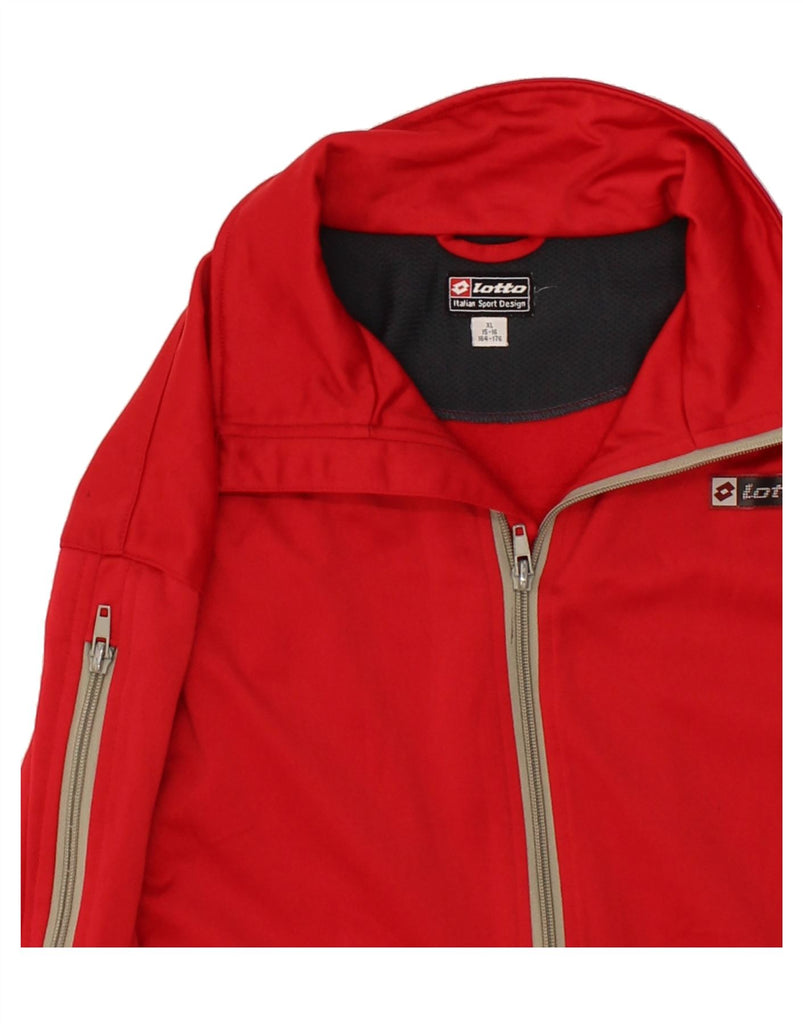 LOTTO Boys Tracksuit Top Jacket 15-16 Years XL Red Polyester Vintage Lotto and Second-Hand Lotto from Messina Hembry 
