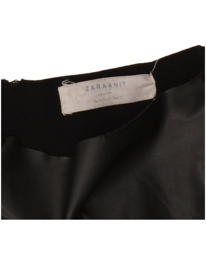 ZARA Womens Crop 3/4 Sleeve Off Shoulder Top UK 10 Small Black