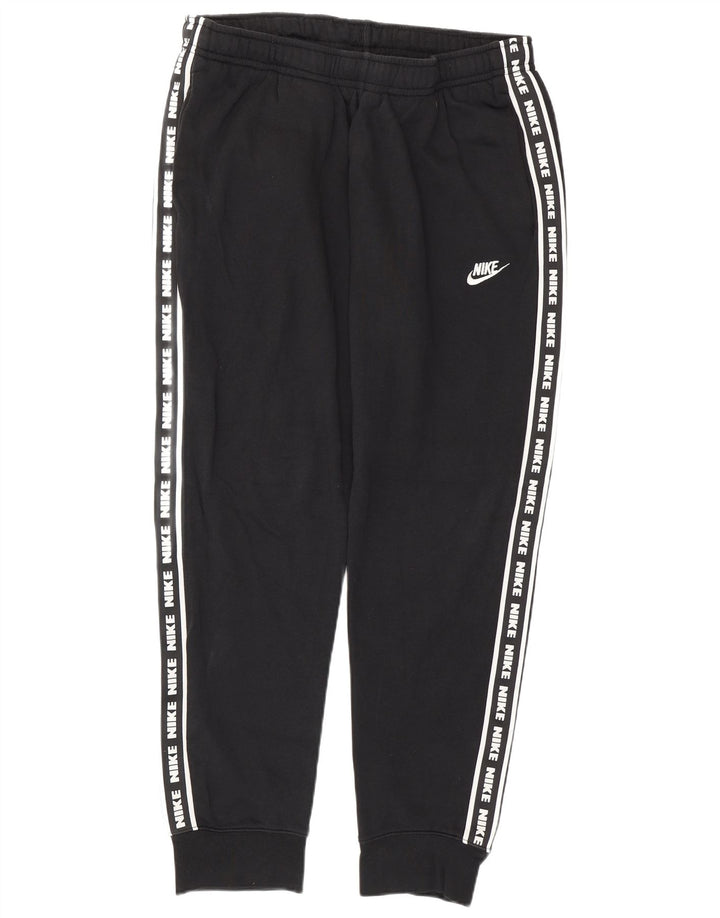 NIKE Womens Graphic Tracksuit Trousers Joggers UK 16 Large  Black Cotton