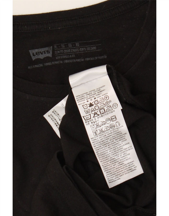 LEVI'S Mens Slim Fit T-Shirt Top XL Black Cotton
