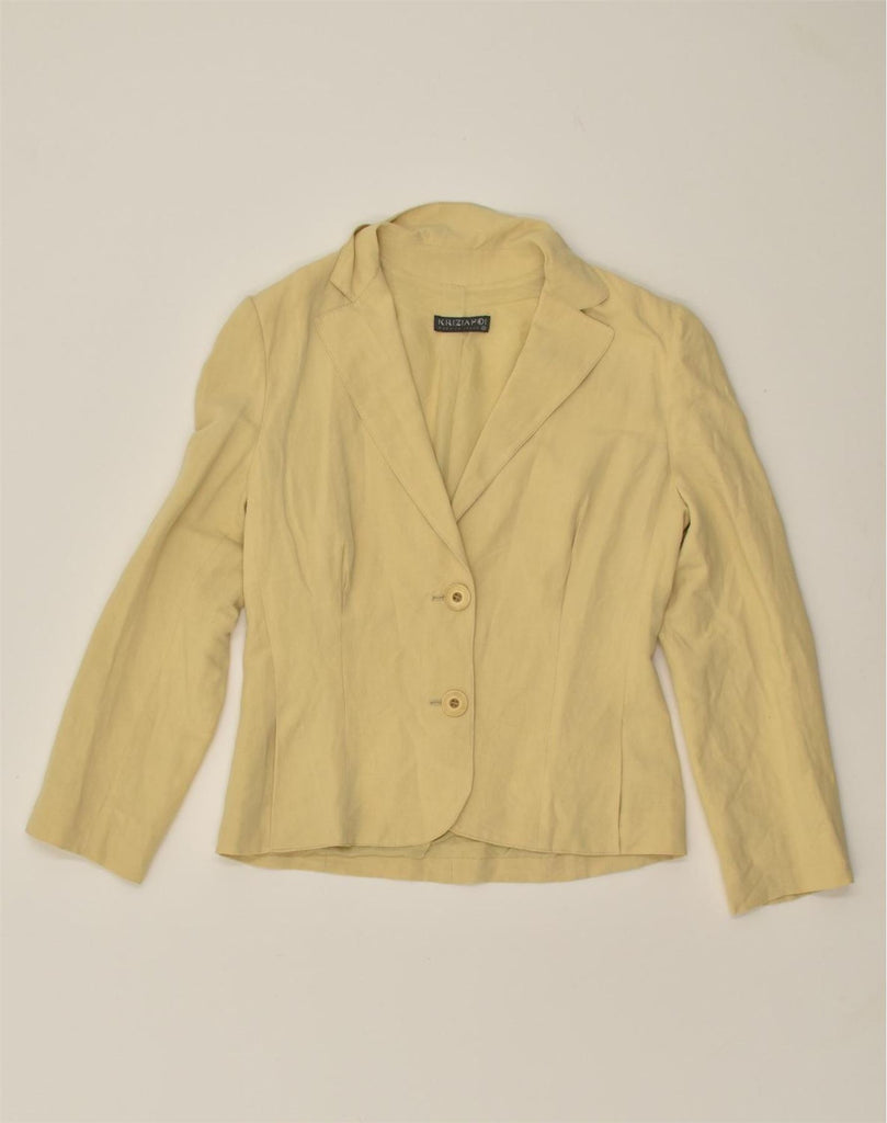 KRIZIA Womens 2 Button Blazer Jacket IT 42 Medium Yellow | Vintage Krizia | Thrift | Second-Hand Krizia | Used Clothing | Messina Hembry 