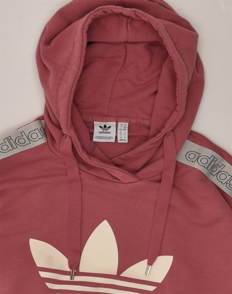 ADIDAS Womens Graphic Hoodie Jumper UK 14 Medium Pink Cotton | Vintage Adidas | Thrift | Second-Hand Adidas | Used Clothing | Messina Hembry 