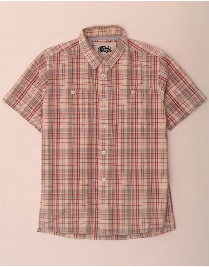 Weird Fish Mens Short Sleeve Shirt Large Multicoloured Check Cotton