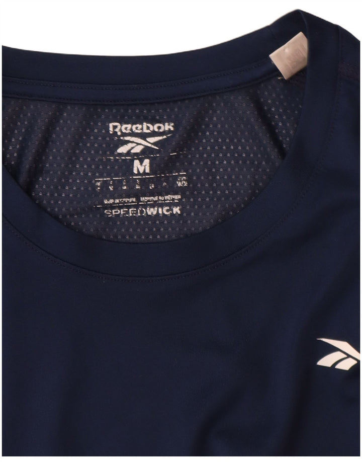 Reebok Mens Speedwick T-Shirt Top Medium Navy Blue Polyester