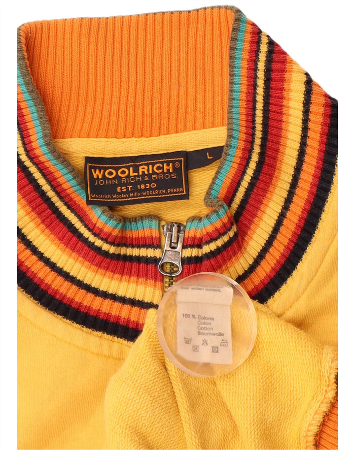 WOOLRICH Womens Graphic Tracksuit Top Jacket UK 14 Large Yellow Cotton