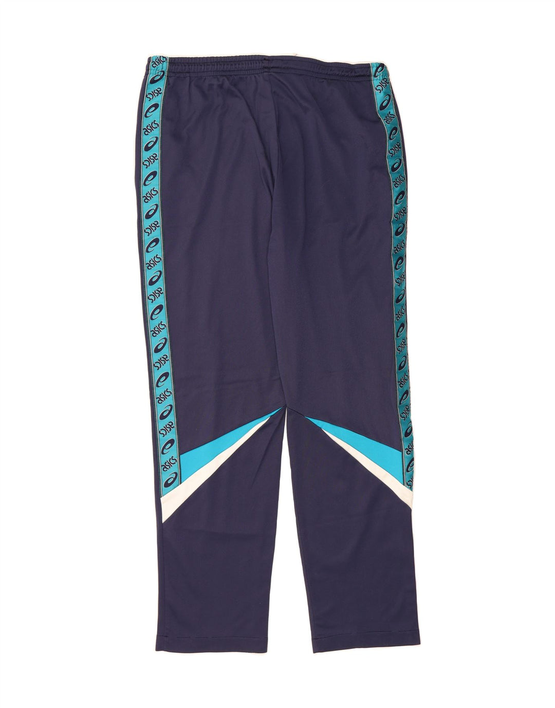 ASICS Mens Graphic Tracksuit Trousers Large  Navy Blue Colourblock Vintage Asics and Second-Hand Asics from Messina Hembry 