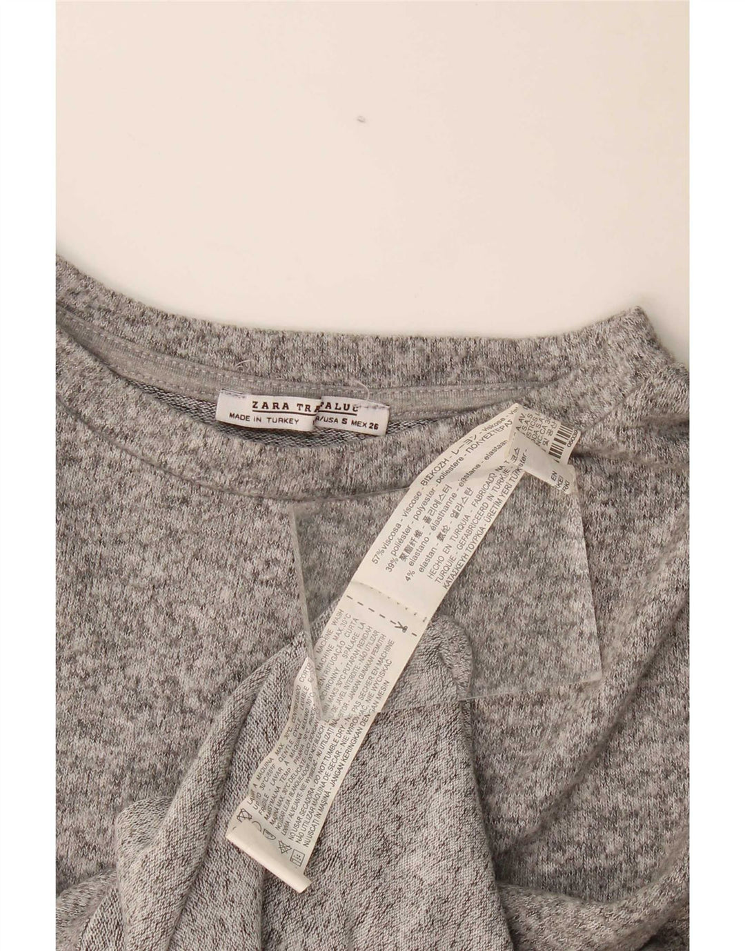 Zara Womens Trafaluc Oversized Top Long Sleeve UK 10 Small Grey Flecked