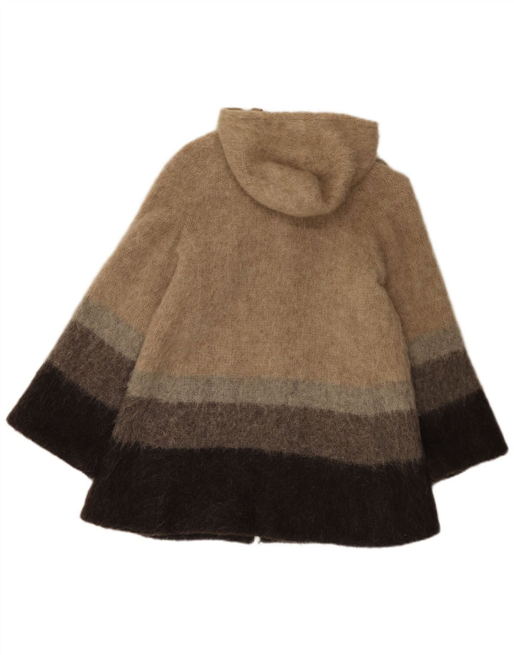 Alafoss Icewool Womens Hooded Overcoat UK 14 Medium Beige Colourblock