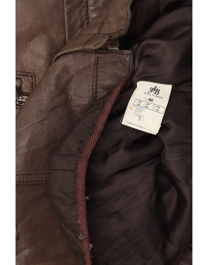 GVB Womens Leather Jacket UK 14 Medium Brown Leather