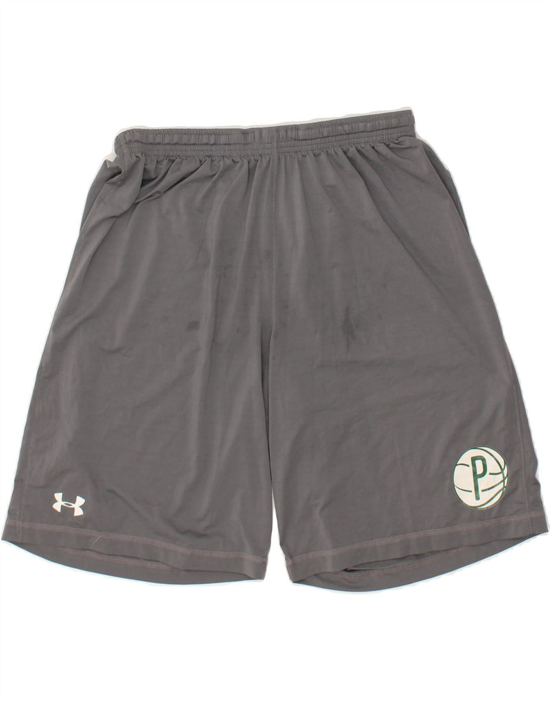 UNDER ARMOUR Mens Heat Gear Graphic Sport Shorts Large Grey | Vintage Under Armour | Thrift | Second-Hand Under Armour | Used Clothing | Messina Hembry 