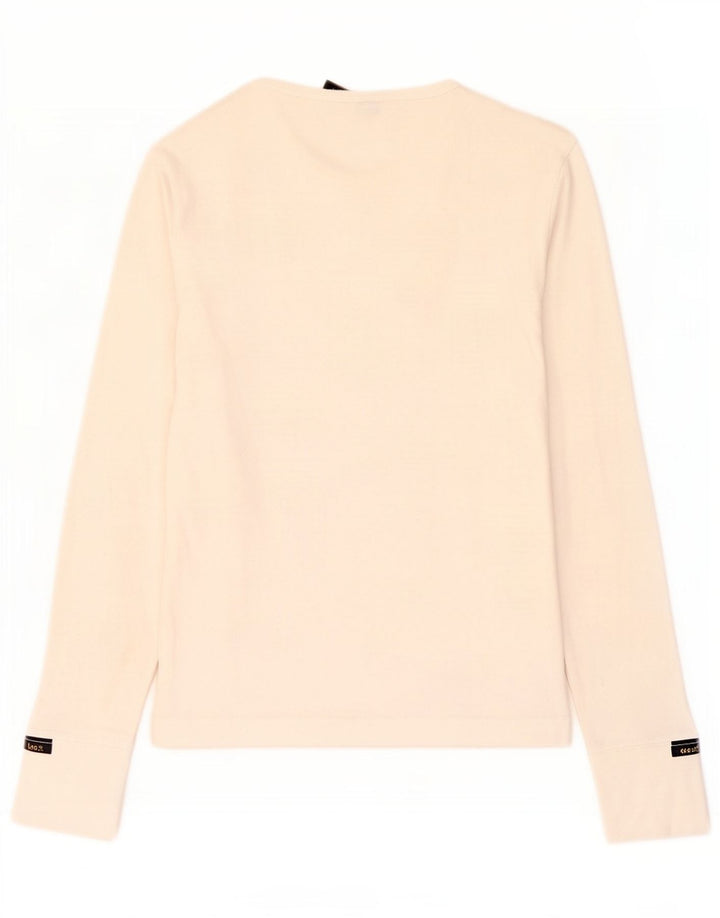Lee Womens Top Long Sleeve UK 12 Medium Off White Cotton