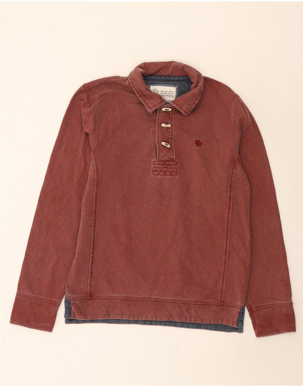 Fat Face Mens Polo Neck Sweatshirt Jumper Small Red Cotton