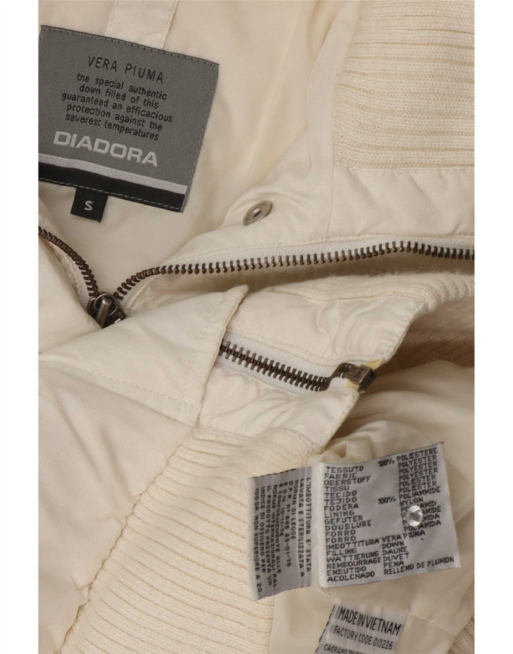 Diadora Womens Hooded Bomber Padded Jacket UK 10 Small White Polyester